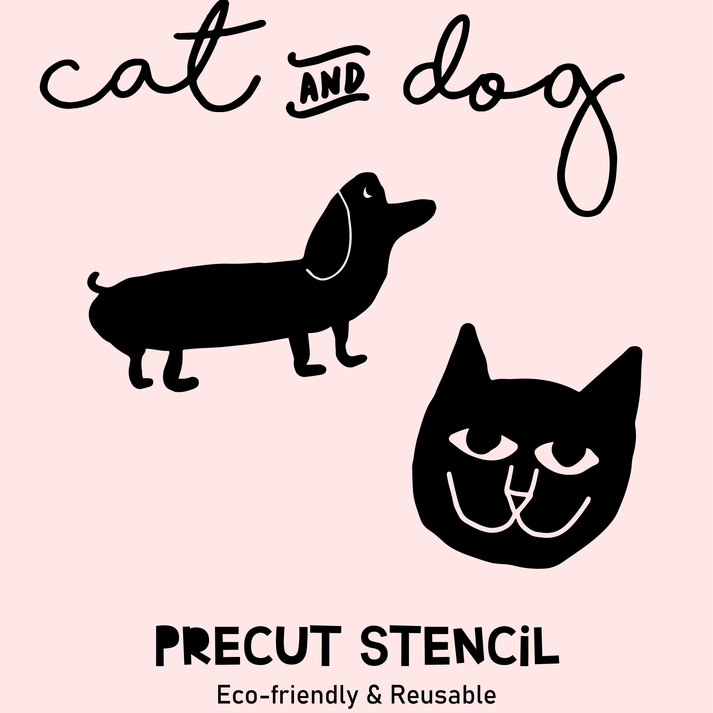 Precut stencil Cat & Dog